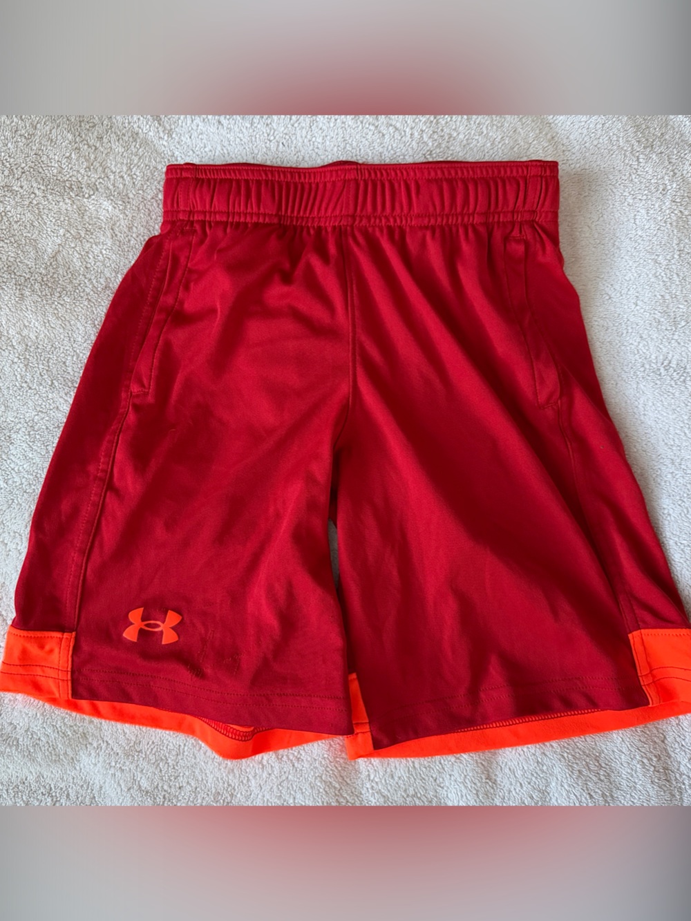 Under Armour Red Shorts with Orange Accents youth small